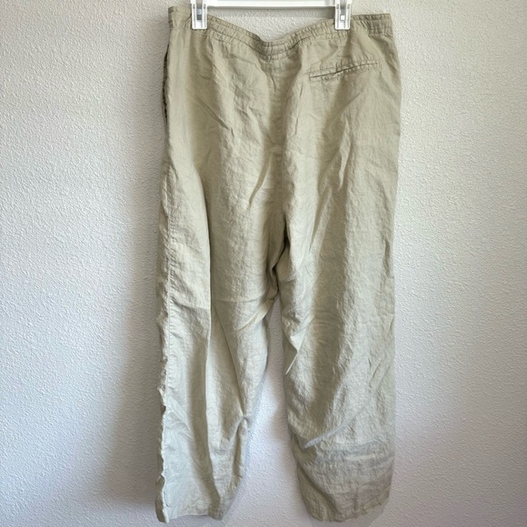 VTG Express Women's XL 100% Linen Pants Trouser Wide Leg Minimal Coastal Tan - Picture 8 of 11